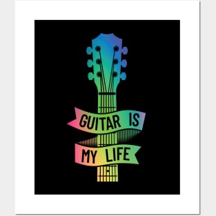 Guitar is My Life Acoustic Guitar Headstock Colorful Theme Posters and Art